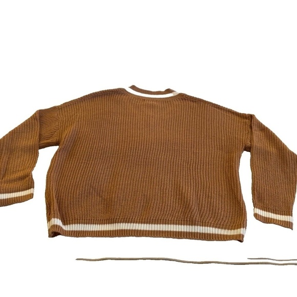 DRESS UP Womens V Neck Sweater Brown/Cream Size S - Picture 2 of 6